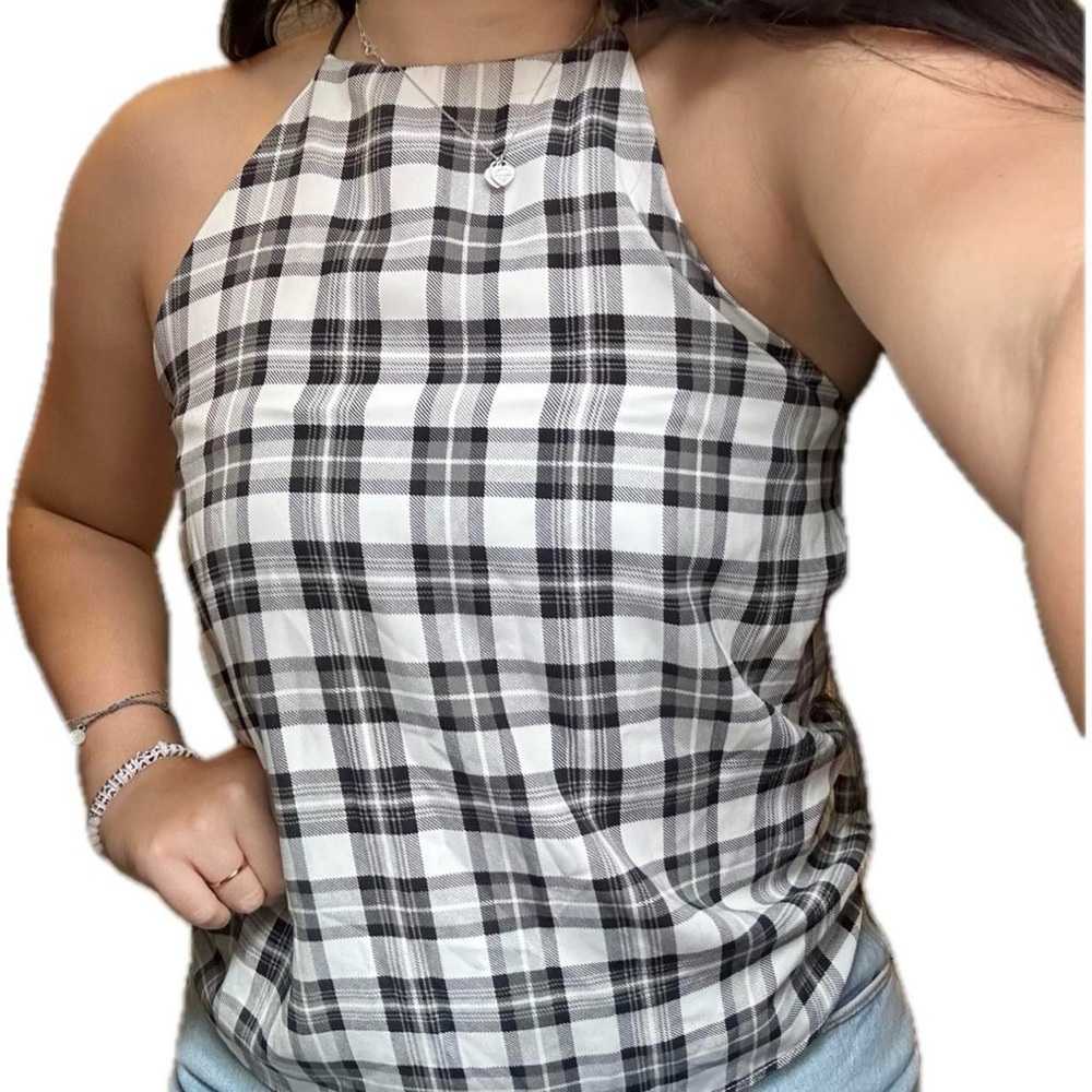 Papaya black and white plaid tank top